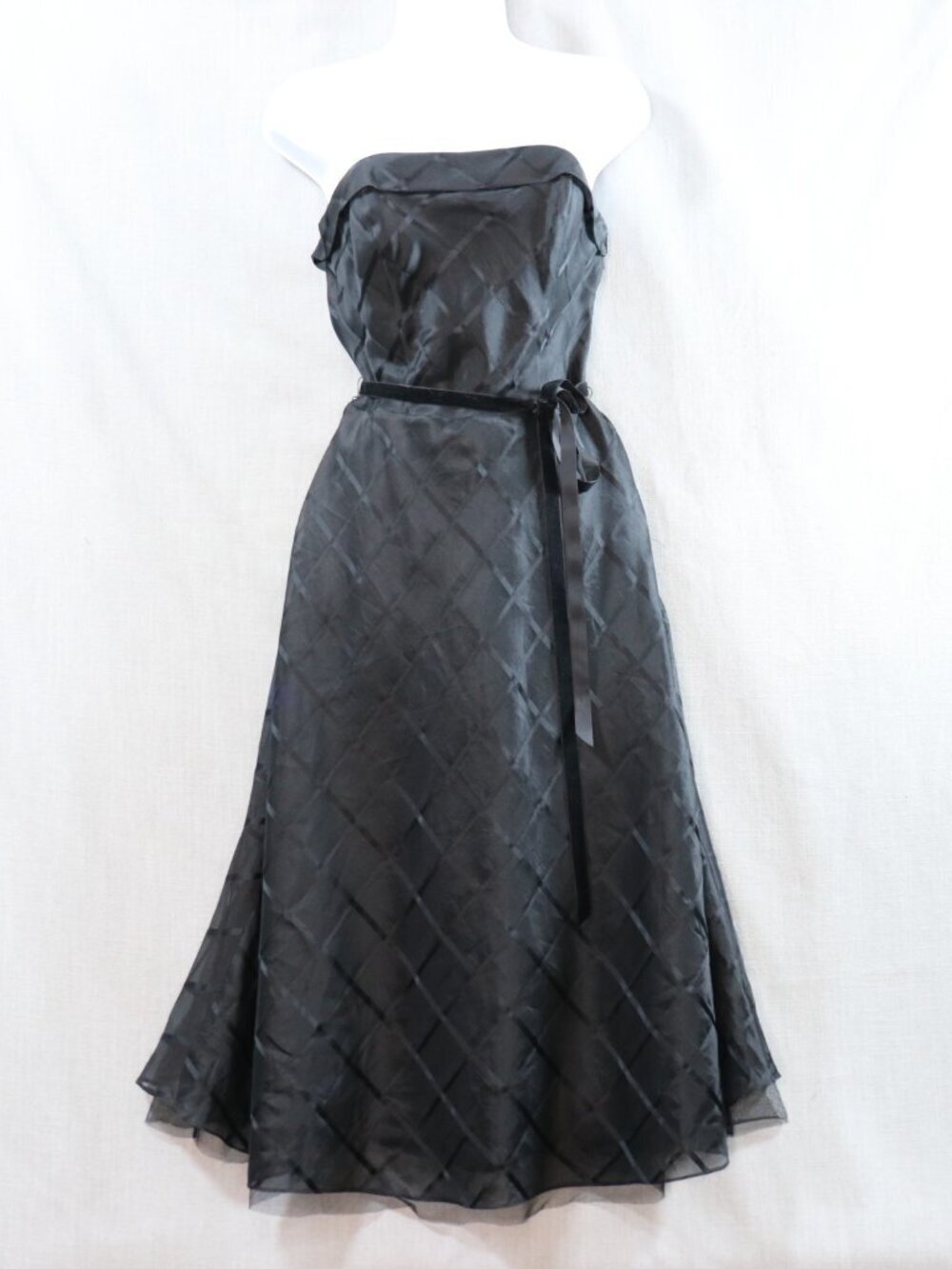 VTG Express Silk Cocktail Dress 7/8* 5/6 50s Style Strapless Black Goth Fairy